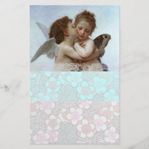 Cupid and Psyche as Children blue white Stationery