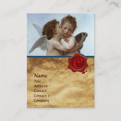 Cupid and Psyche as Children MONOGRAM Parchment Business Card