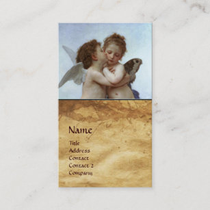 Cupid and Psyche as Children MONOGRAM Parchment Business Card