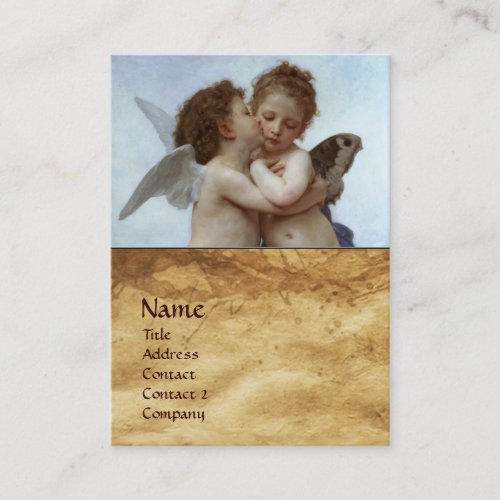 Cupid and Psyche as Children MONOGRAM Parchment Business Card