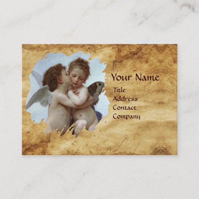 Cupid and Psyche as Children Parchment Business Card (Front)
