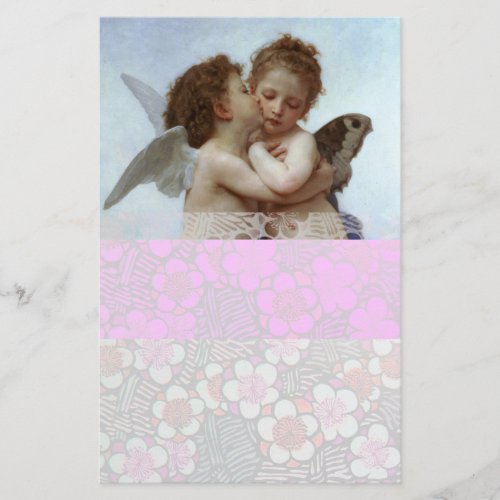 Cupid and Psyche as Children pink white Stationery