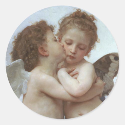 Cupid and Psyche as children _ William Bouguereau Classic Round Sticker