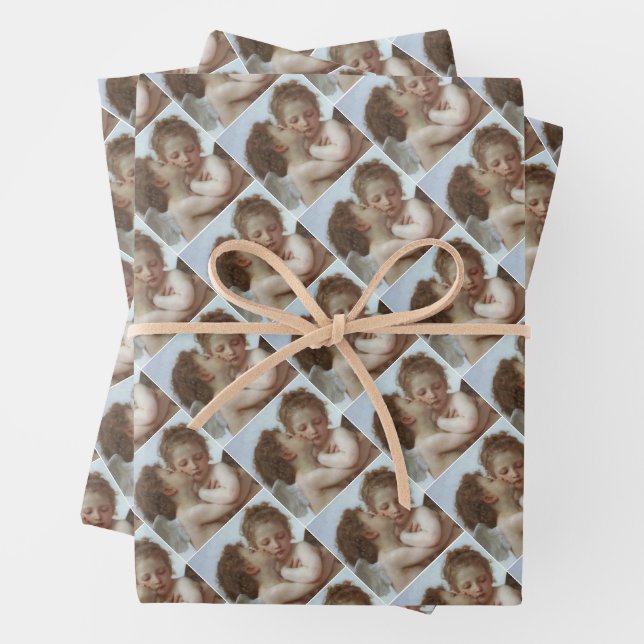 Cupid and Psyche as children - William Bouguereau Wrapping Paper Sheets (In situ)