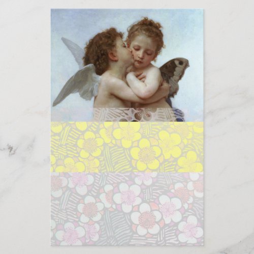 Cupid and Psyche as Children yellow white Stationery