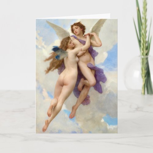 Cupid and Psyche Vintage Bouguereau Holiday Card