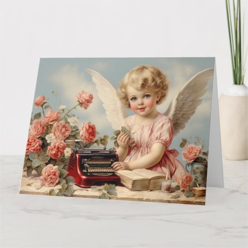 Cupid Angel write a love letter Card