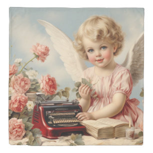 Cupid Angel write a love letter Duvet Cover