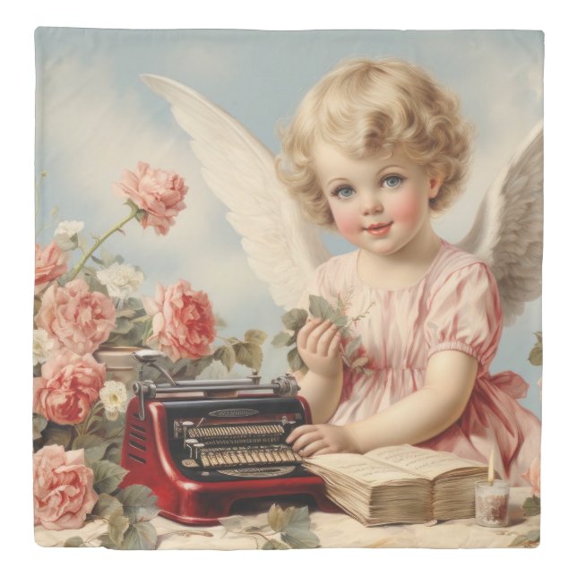 Cupid Angel write a love letter Duvet Cover (Front)