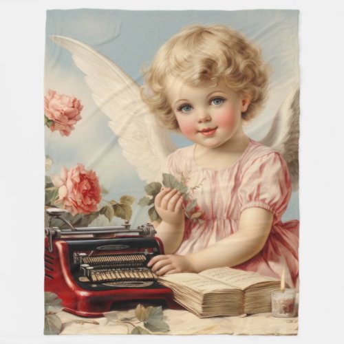 Cupid Angel write a love letter Fleece Blanket