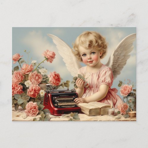 Cupid Angel write a love letter Postcard