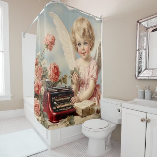 Cupid Angel write a love letter Shower Curtain