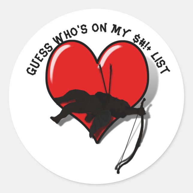 Cupid Anti Valentine's Day  Classic Round Sticker (Front)