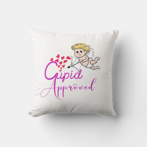 Cupid approved Love Heart Design Valentines Day Throw Pillow