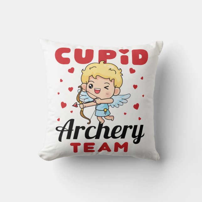 Cupid Archery Team Cute Valentine's Day Throw Pillow (Front)