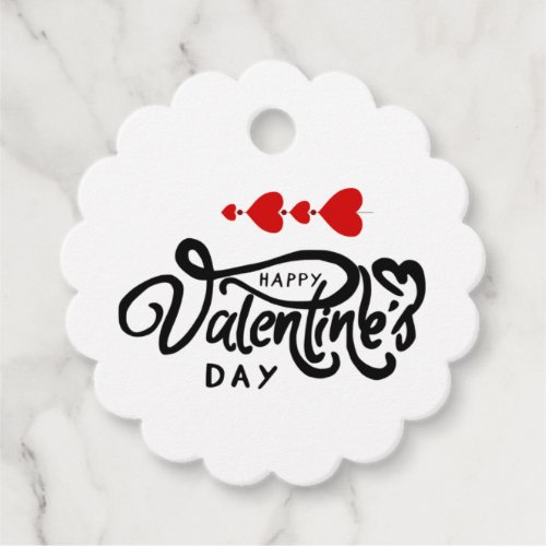 Cupid Arrow Red Hearts Happy Valentines Day Text Favor Tags
