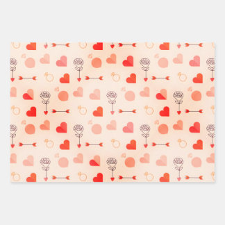 Cupid arrow with hearts valentine wrapping paper sheets