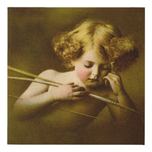 Cupid Asleep Lithograph Faux Canvas Print