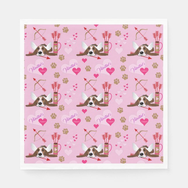 Cupid Basset Hound Napkins (Front)
