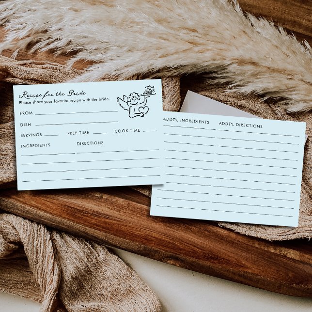 Cupid Blue Bridal Shower Recipe For The Bride Enclosure Card (Creator Uploaded)