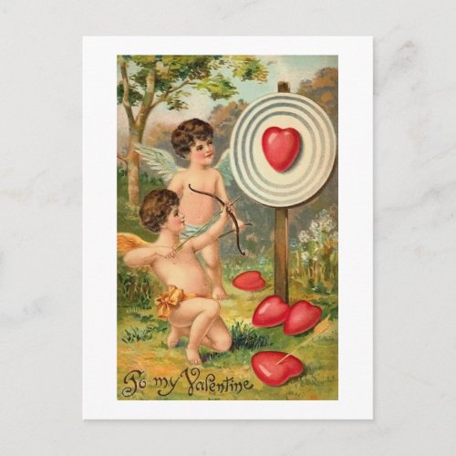 Cupid Bow and Arrow Heart Postcard