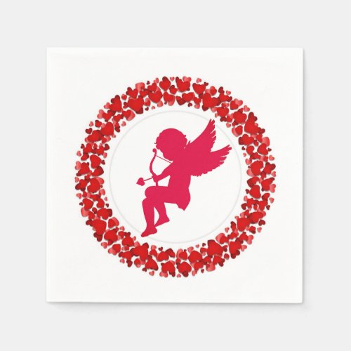 Cupid Bow  Arrow and Hearts Paper Napkin