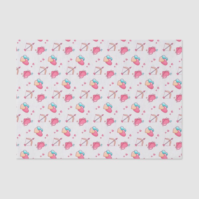Cupid Bow Arrow Love Heart Pattern Valentine's Day Tissue Paper (Front)
