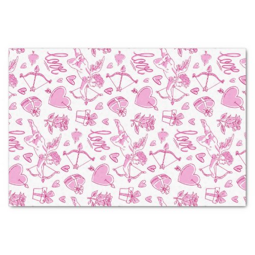 Cupid Bow Arrow Pink Love Pattern Valentines Day Tissue Paper