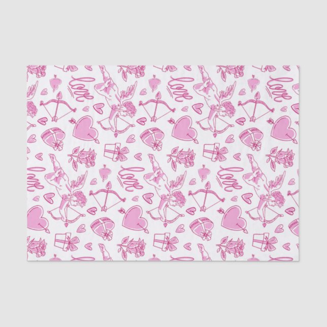 Cupid Bow Arrow Pink Love Pattern Valentine's Day Tissue Paper (Front)