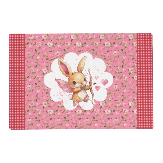 Cupid Bunny Laminated Placemat (Front)