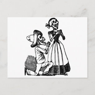 Cupid Calavera, Skeleton Lovers c. 1900s Postcard