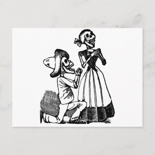 Cupid Calavera Skeleton Lovers c 1900s Postcard