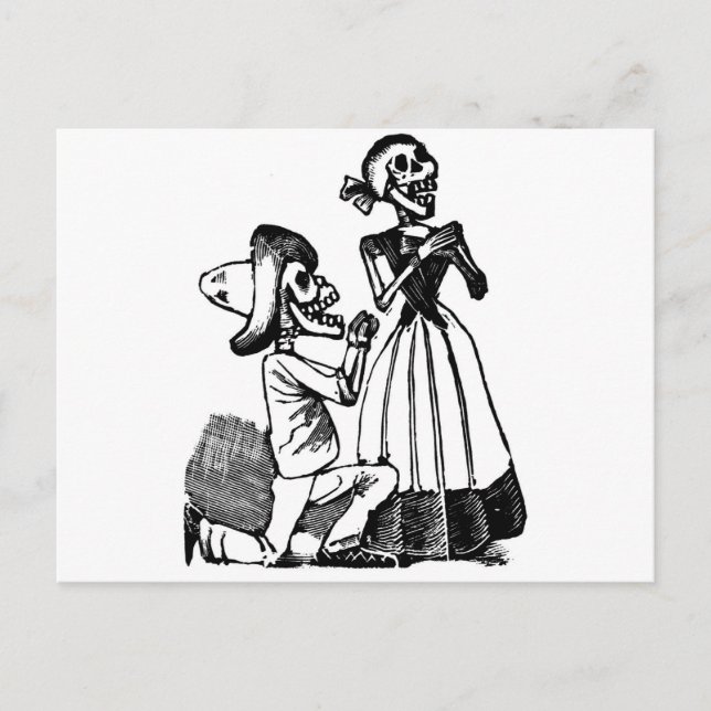 Cupid Calavera, Skeleton Lovers c. 1900s Postcard (Front)