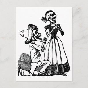 Cupid Calavera, Skeleton Lovers c. 1900s Postcard