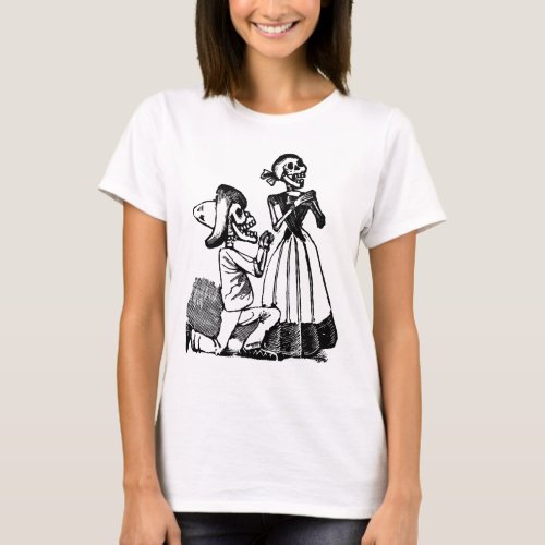 Cupid Calavera Skeleton Lovers c 1900s T_Shirt