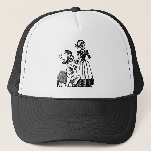 Cupid Calavera, Skeleton Lovers c. 1900s Trucker Hat (Front)