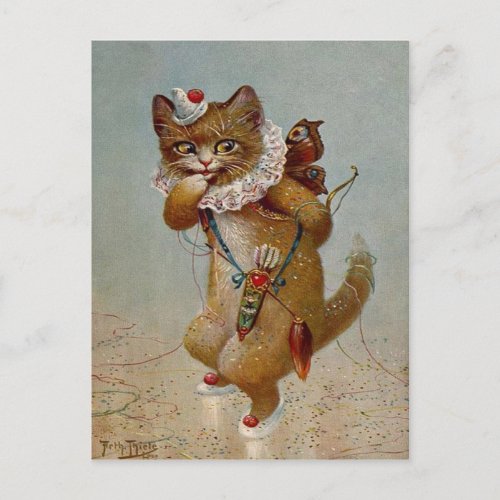 Cupid Cat Vintage early 1900s Postcard
