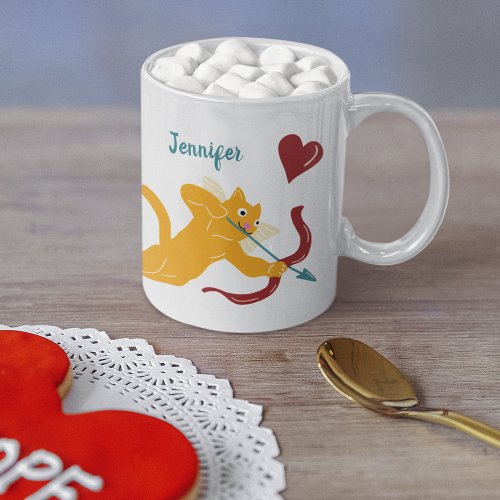 Cupid Cats Valentines Day Personalized Coffee Mug