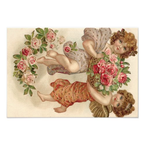 Cupid Cherub Angel Basket Roses Rose Photo Print