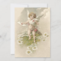 Cupid Cherub Angel Daisy Wedding Invitation