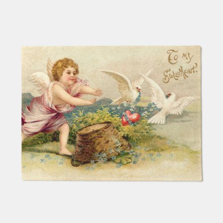Cupid Cherub Angel Dove Heart Doormat