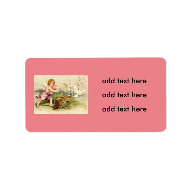 Cupid Cherub Angel Dove Heart Label (Front)