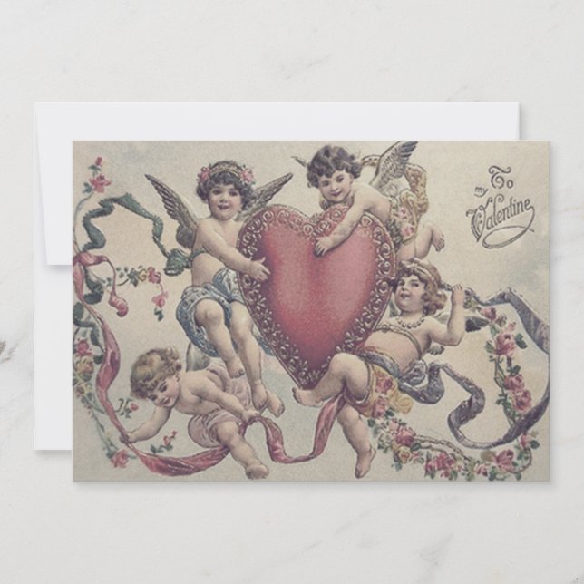 Cupid Cherub Angel Heart Wedding Invitation (Front)