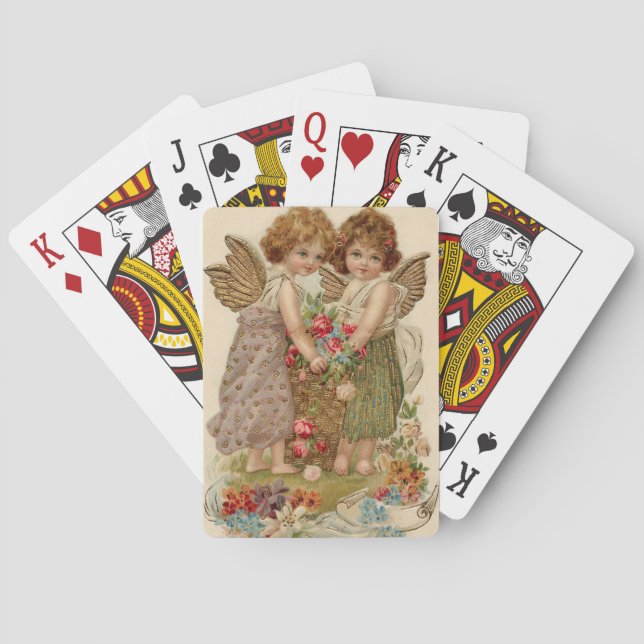 Cupid Cherub Angel Rose Forget-Me-Not Poker Cards (Back)