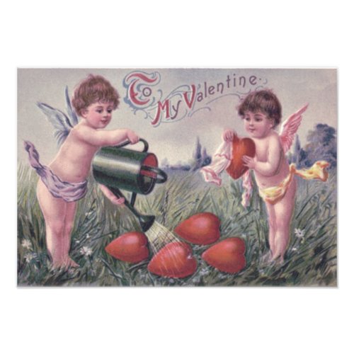 Cupid Cherub Angel Watering Heart Photo Print