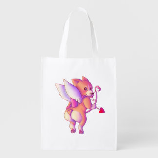 Cupid Corgi Grocery Bag