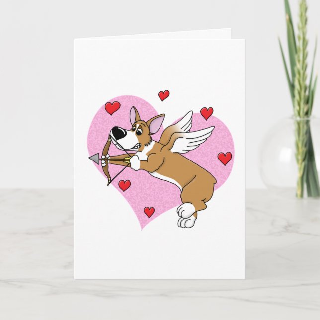 Cupid Corgi Valentine's Day Card (Front)