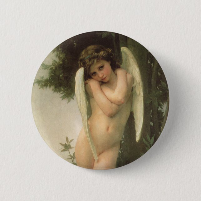 Cupid (Cupidon) Angel Portrait by Bouguereau Button (Front)