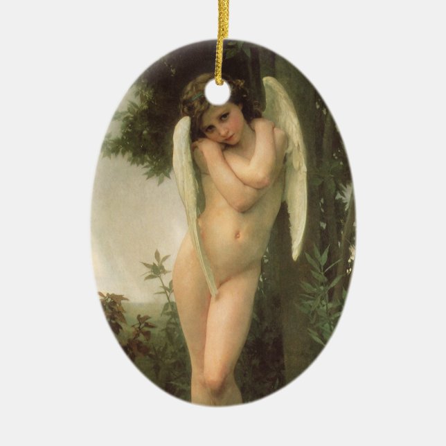 Cupid (Cupidon) Angel Portrait by Bouguereau Ceramic Ornament (Front)