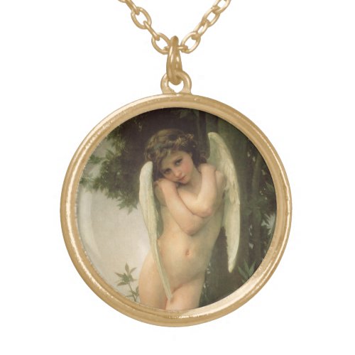 Cupid Cupidon Angel Portrait by Bouguereau Gold Plated Necklace